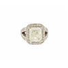 Image 1 : RING:  [1] Platinum ring set with a cut cornered rectangular modified brilliant (radiant) cut diamon