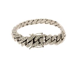 BRACELET:  [1] 14KWG Cuban link bracelet set with 312 round diamonds, approx. 15.00 cttw., good/ H/I