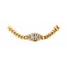 Image 2 : BRACELET: Men's 14ky ''EDWARDO'' diamond bracelet w/ attached curb link chain; cushion shaped ctr pl