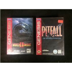 SEGA GENESIS MORTAL KOMBAT II & PITFALL THE MAYAN ADVENTURE (VIDEO GAMES)