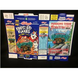VANCOUVER GRIZZLIES SIGNED KELLOGGS FROSTED FLAKES CEREAL BOX