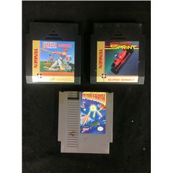 VIDEO GAME LOT (TO THE EARTH, SUPER SPRINT, RBI BASEBALL)