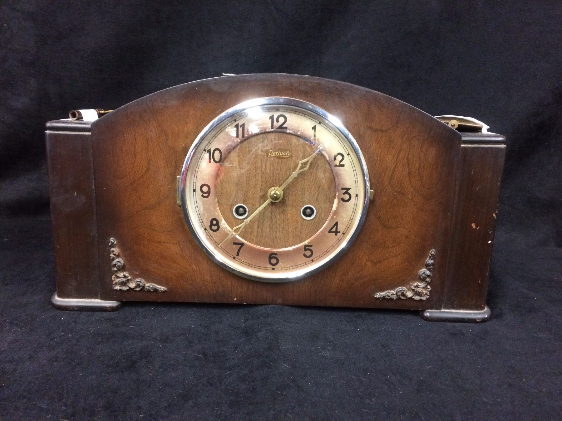 BRITISH PERIVALE CLOCK W/ KEY & PENDULUM