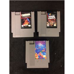 NINTENDO VIDEO GAME LOT (CHESSMASTER, REMOTE CONTROL, TETRIS)