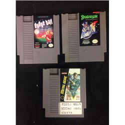 NINTENDO VIDEO GAME LOT (DODGE BALL, SHADOWGATE, METAL GEAR)