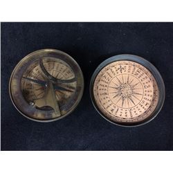 SOLID BRASS SUNDIAL & COMPASS