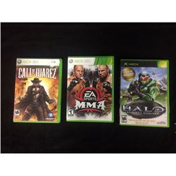 XBOX & XBOX 360 VIDEO GAME LOT (CALL OF JUAREZ, MMA, HALO COMBAT EVOLVED)