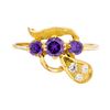 Image 2 : 0.40 ctw Amethyst and White Crystal Ring - 14KT Yellow Gold