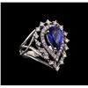 Image 1 : 14KT White Gold 2.65 ctw Tanzanite and Diamond Ring