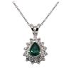 Image 2 : 0.65 ctw Emerald And Diamond Pendant & Chain - 14KT White Gold