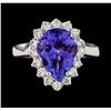 Image 2 : 3.84 ctw Tanzanite and Diamond Ring - 14KT White Gold