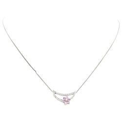 0.30 ctw Pink Sapphire and Diamond Pendant with Chain - 14KT and 18KT White Gold