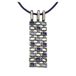 Crystal Rectangle Pendant Necklace - Rhodium Plated