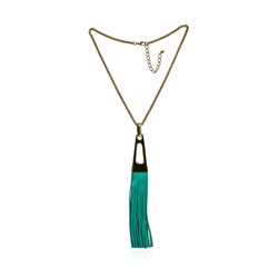 Leather Tassel Chain Necklace - Gold Plated