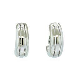 Indent Design Hoop Earrings - Rhodium Plated