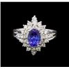 Image 2 : 14KT White Gold 1.28 ctw Tanzanite and Diamond Ring