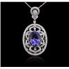 Image 1 : 14KT White Gold 8.01 ctw Tanzanite and Diamond Pendant With Chain