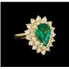 Image 1 : 14KT Yellow Gold 2.27 ctw Emerald and Diamond Ring