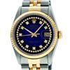 Image 1 : Rolex Mens 36mm Two Tone Yellow Gold Blue Vignette String VS Diamond DateJust Wr