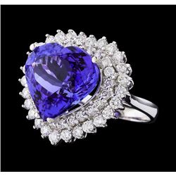 GIA Cert 12.12 ctw Tanzanite and Diamond Ring - 14KT White Gold