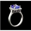Image 4 : 4.82 ctw Tanzanite and Diamond Ring - 14KT White Gold