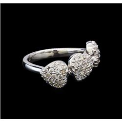 0.89 ctw Pave Round Diamond Heart Ring - 14KT White Gold