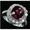 Image 3 : 5.30 Carat Cushion Cut Rhodolite Anniversary Diamond Wedding Ring in 14k White G