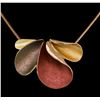 Image 1 : Petal Design Pendant Chain Necklace - Rose Gold Plated