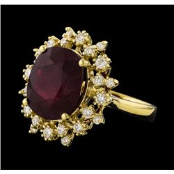 8.91 ctw Ruby and Diamond Ring - 14KT Yellow Gold