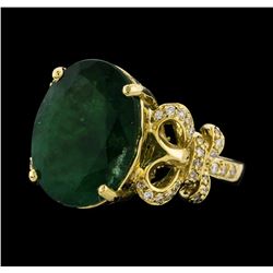 8.71 ctw Emerald and Diamond Ring - 14KT Yellow Gold