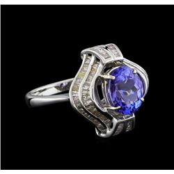 2.73 ctw Tanzanite and Diamond Ring - 18KT White Gold