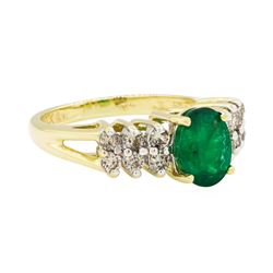 1.80 ctw Emerald And Diamond Ring - 14KT Yellow Gold