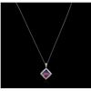 Image 1 : 2.45 ctw Multi Color Sapphire and Diamond Pendant With Chain - 14KT White Gold