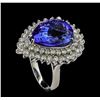 Image 4 : 11.90 ctw Tanzanite and Diamond Ring - 14KT White Gold