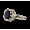 Image 1 : 1.44 ctw Sapphire and Diamond Ring - 14KT White Gold