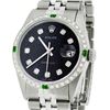 Image 1 : Rolex Mens SS Black Diamond And Emerald Datejust Wristwatch
