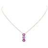Image 1 : 0.65 ctw Pink Tourmaline and Tanzanite Pendant with Chain - 14KT and 18KT White