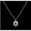 Image 2 : 14KT White Gold 3.57 ctw Tanzanite and Diamond Pendant With Chain