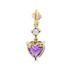 Image 2 : 1.00 ctw Amethyst, Tanzanite and Diamond Pendant - 14KT Yellow Gold
