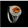Image 4 : 2.20 ctw Mandarin Spessartite and Diamond Ring - 14KT White Gold