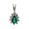 Image 1 : 0.10 ctw Diamond and Green Crystal Pendant - 14KT White Gold