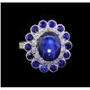 Image 2 : 14KT White Gold 9.12 ctw Blue Star Sapphire and Diamond Ring