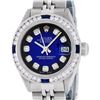 Image 2 : Rolex Ladies Stainless Steel Blue Vignette Diamond And Sapphire Datejust Wristwa