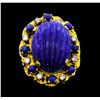 Image 2 : 17.00 ctw Lapiz Lazuli and Diamond Ring - 14KT Yellow Gold