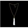 Image 1 : Silk Tassel Square Pendant Necklace - Gold Plated