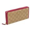 Image 2 : Gucci Beige Gold Monogram Canvas Pink Zipper Wallet
