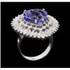 Image 4 : 10.46 ctw Tanzanite and Diamond Ring - 14KT White Gold