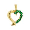 Image 1 : 0.20 ctw Emerald Heart Shaped Pendant - 14KT Yellow Gold