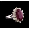 Image 1 : GIA Cert 4.09 ctw Ruby and Diamond Ring - 14KT White Gold