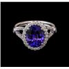 Image 2 : 3.56 ctw Tanzanite and Diamond Ring - 14KT White Gold